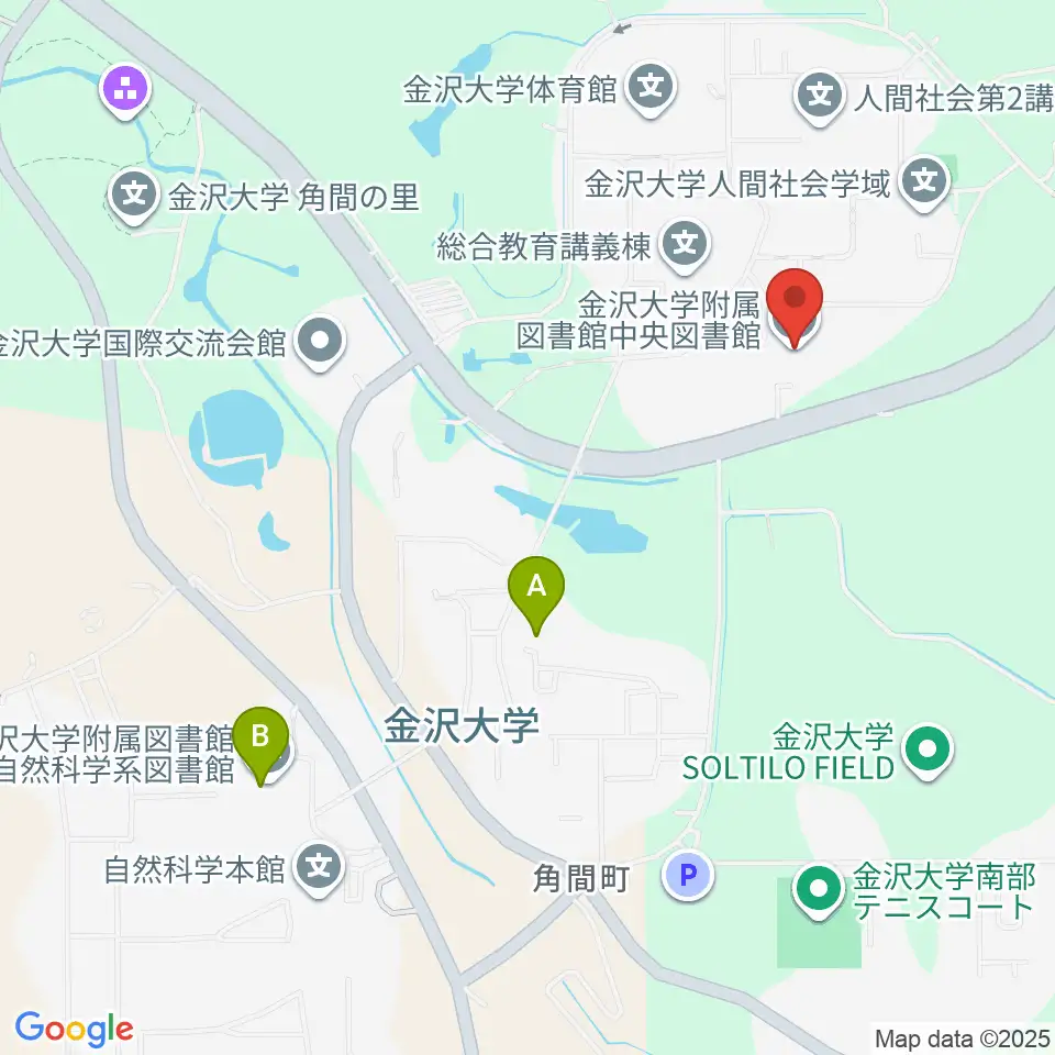 金沢大学資料館周辺のファミレス・ファーストフード一覧地図