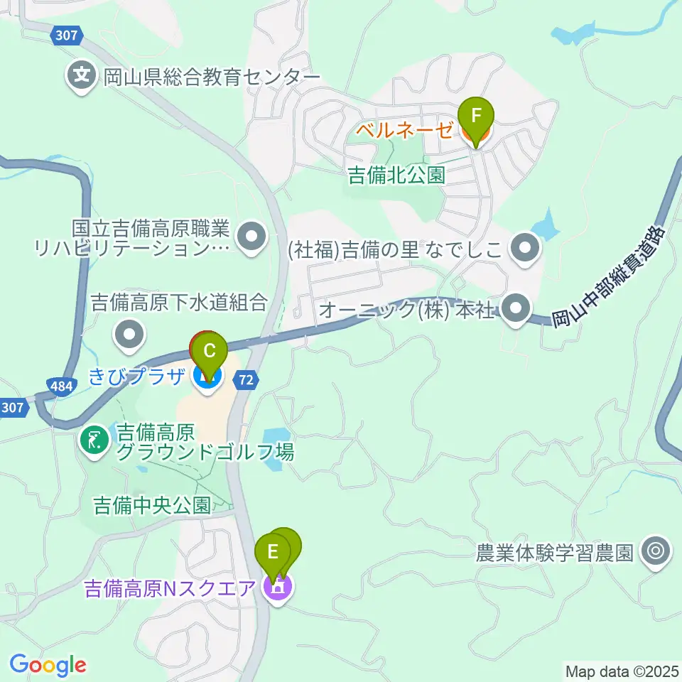 岡崎嘉平太記念館周辺のファミレス・ファーストフード一覧地図