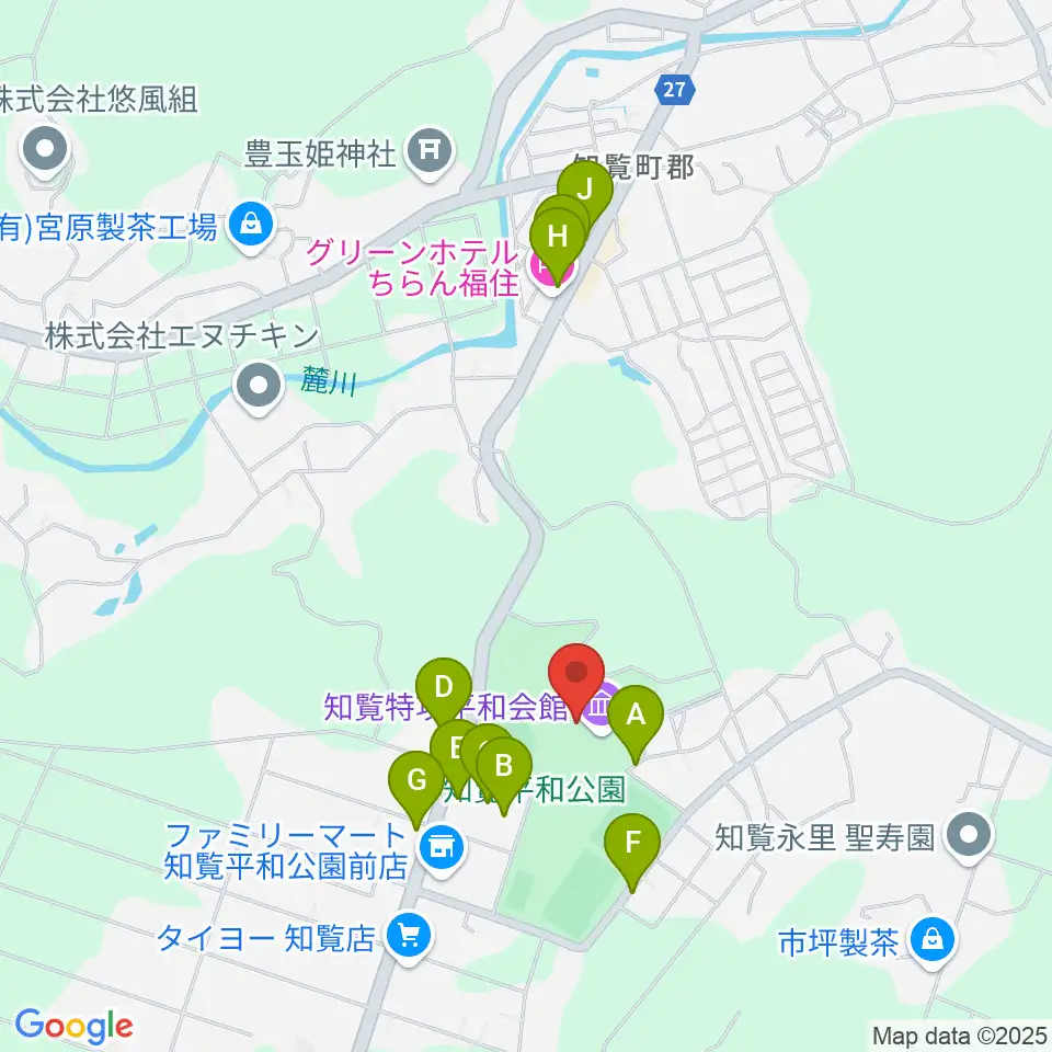 ミュージアム知覧周辺のファミレス・ファーストフード一覧地図