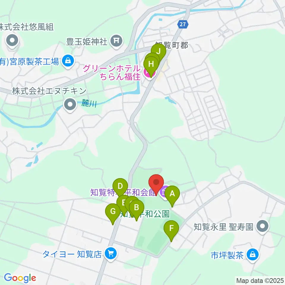 ミュージアム知覧周辺のファミレス・ファーストフード一覧地図
