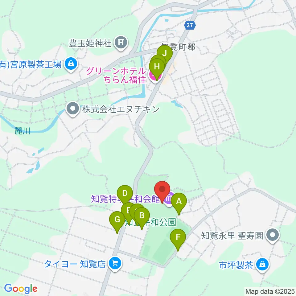 ミュージアム知覧周辺のファミレス・ファーストフード一覧地図