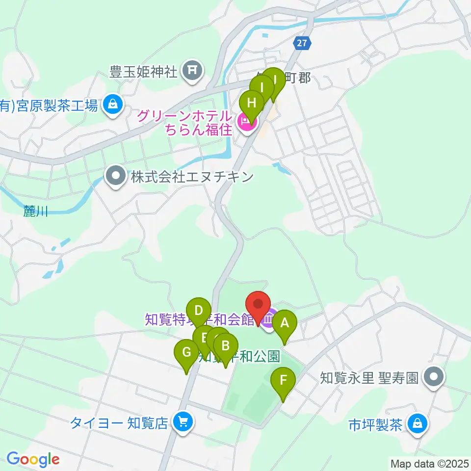 ミュージアム知覧周辺のファミレス・ファーストフード一覧地図
