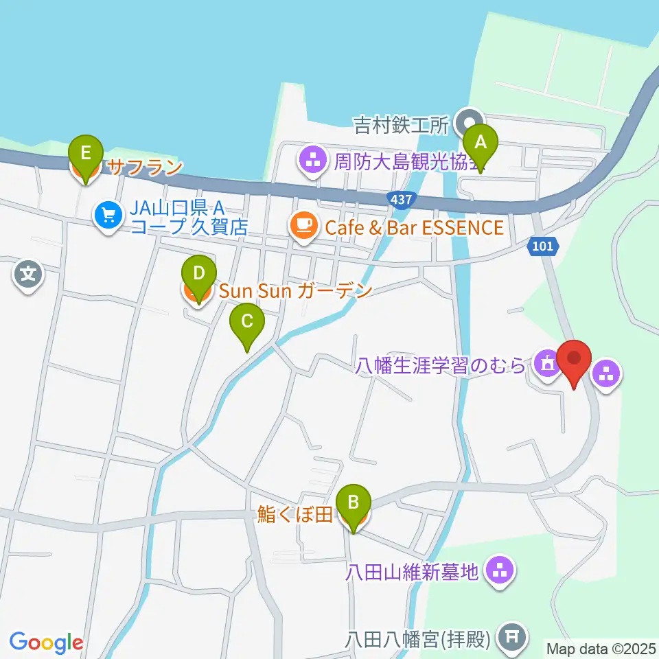 周防大島町久賀歴史民俗資料館周辺のファミレス・ファーストフード一覧地図