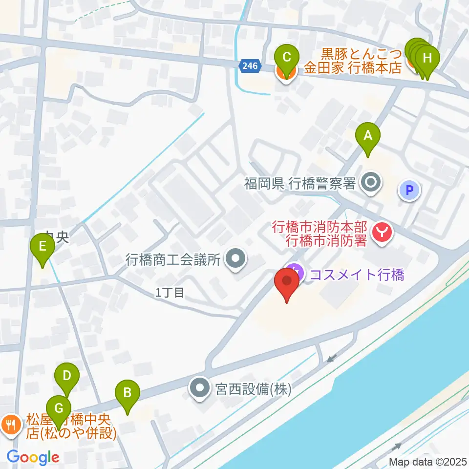 行橋市歴史資料館周辺のファミレス・ファーストフード一覧地図