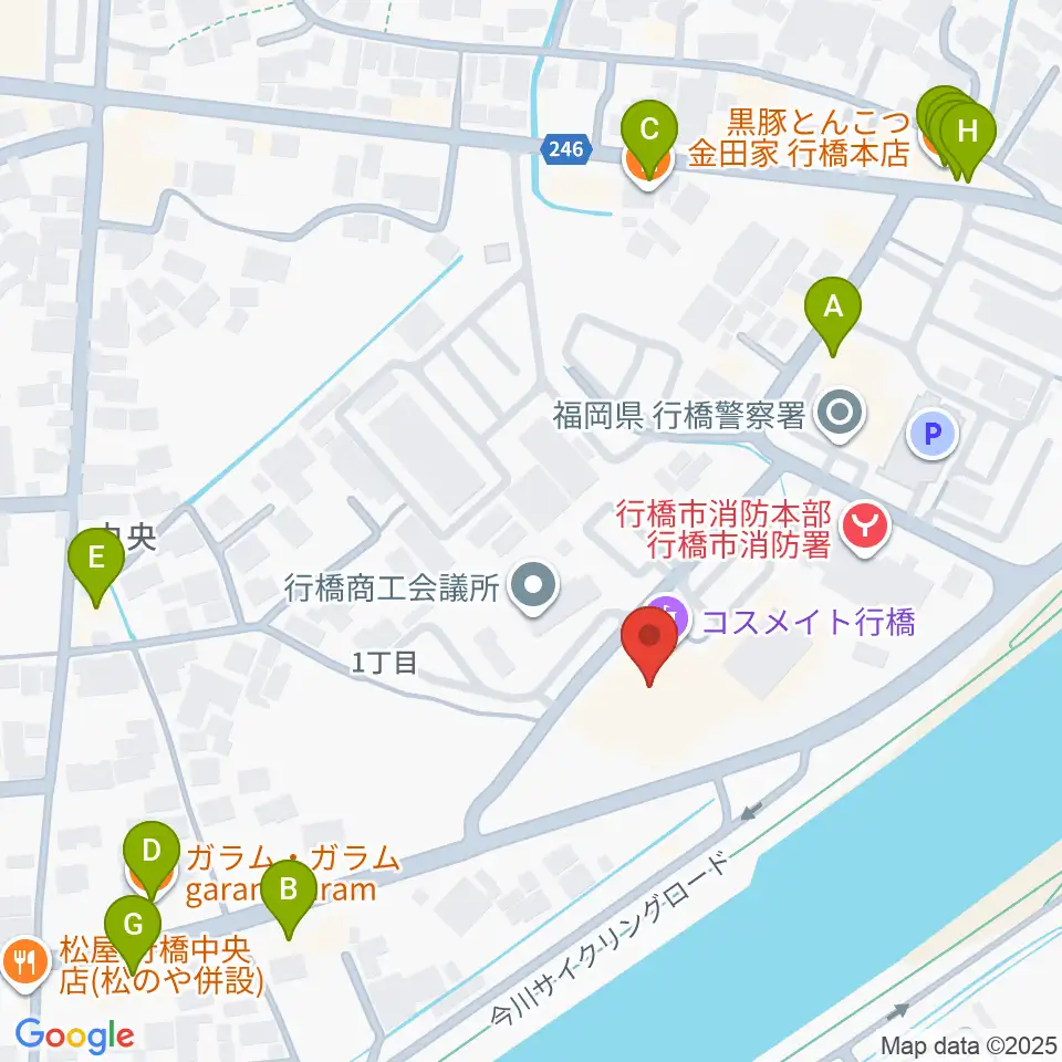 行橋市歴史資料館周辺のファミレス・ファーストフード一覧地図