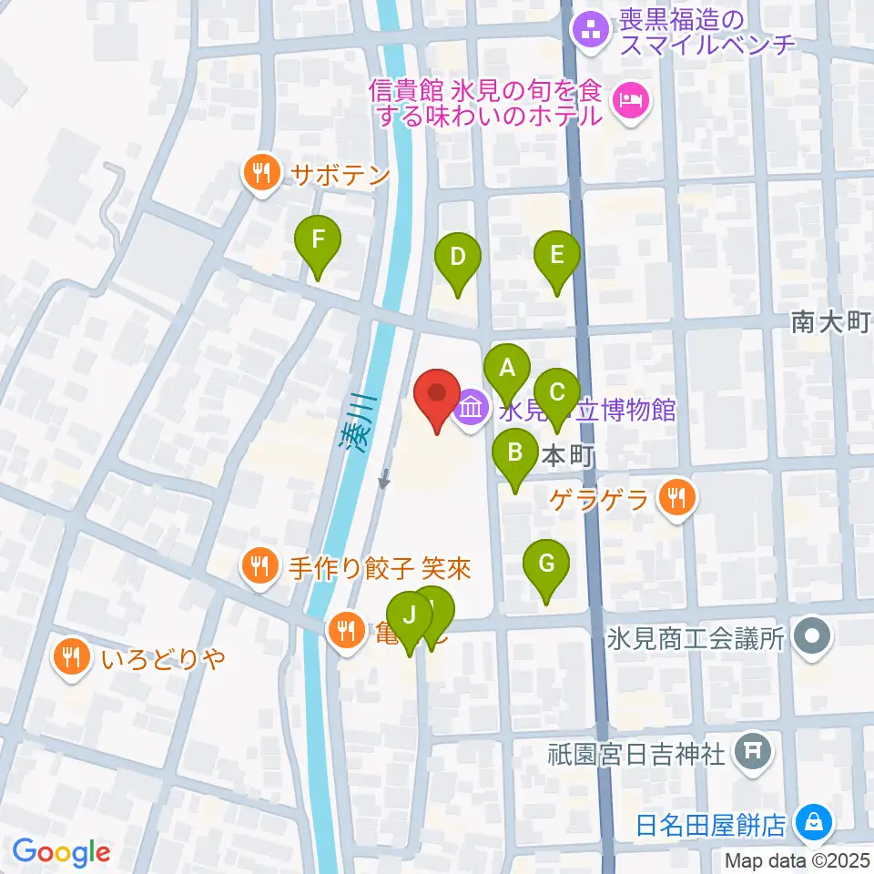 氷見市立博物館周辺のファミレス・ファーストフード一覧地図
