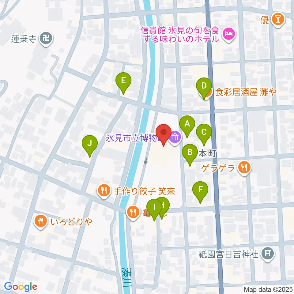 氷見市立博物館周辺のファミレス・ファーストフード一覧地図