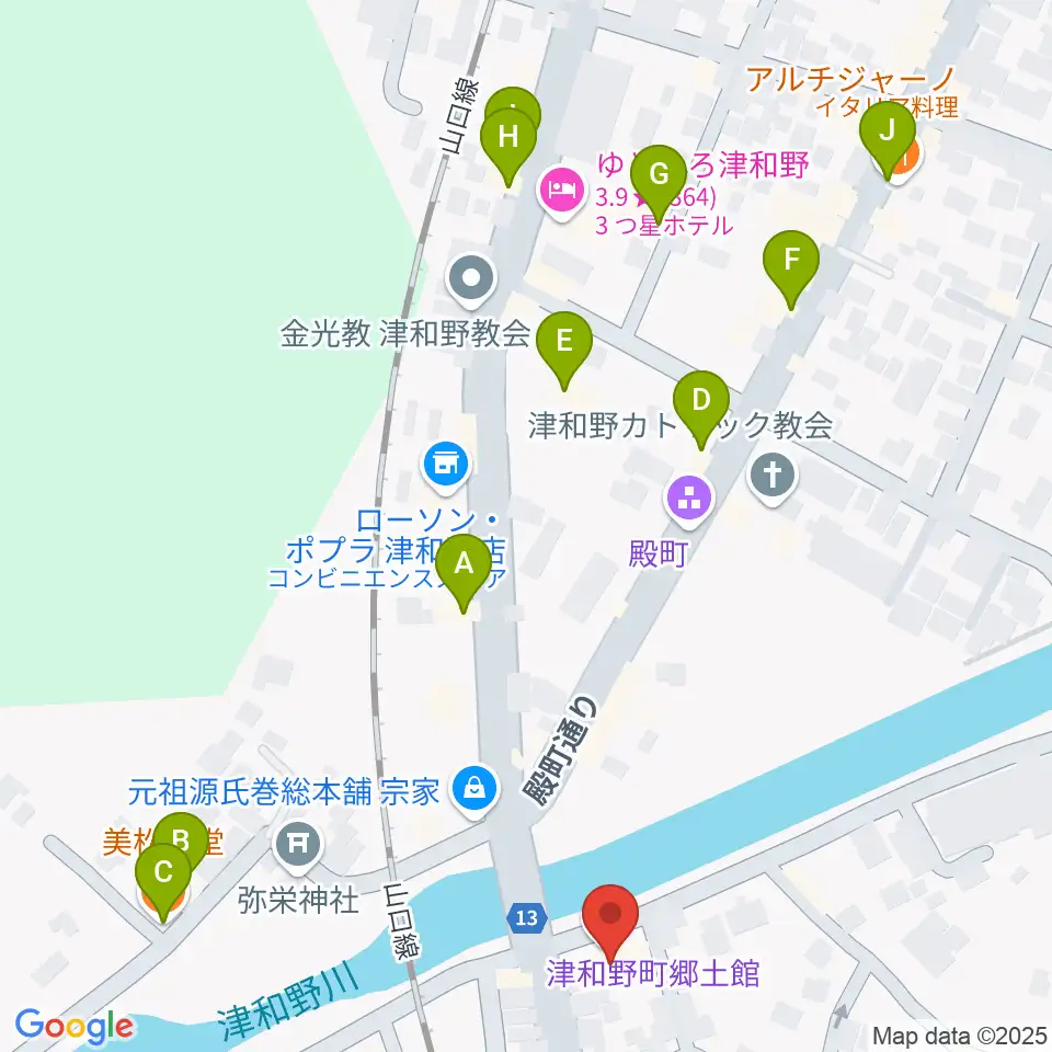 津和野町郷土館周辺のファミレス・ファーストフード一覧地図