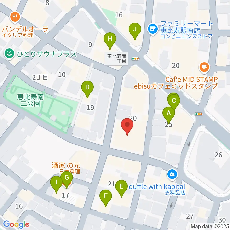 ABSレコーディングスタジオ周辺のファミレス・ファーストフード一覧地図