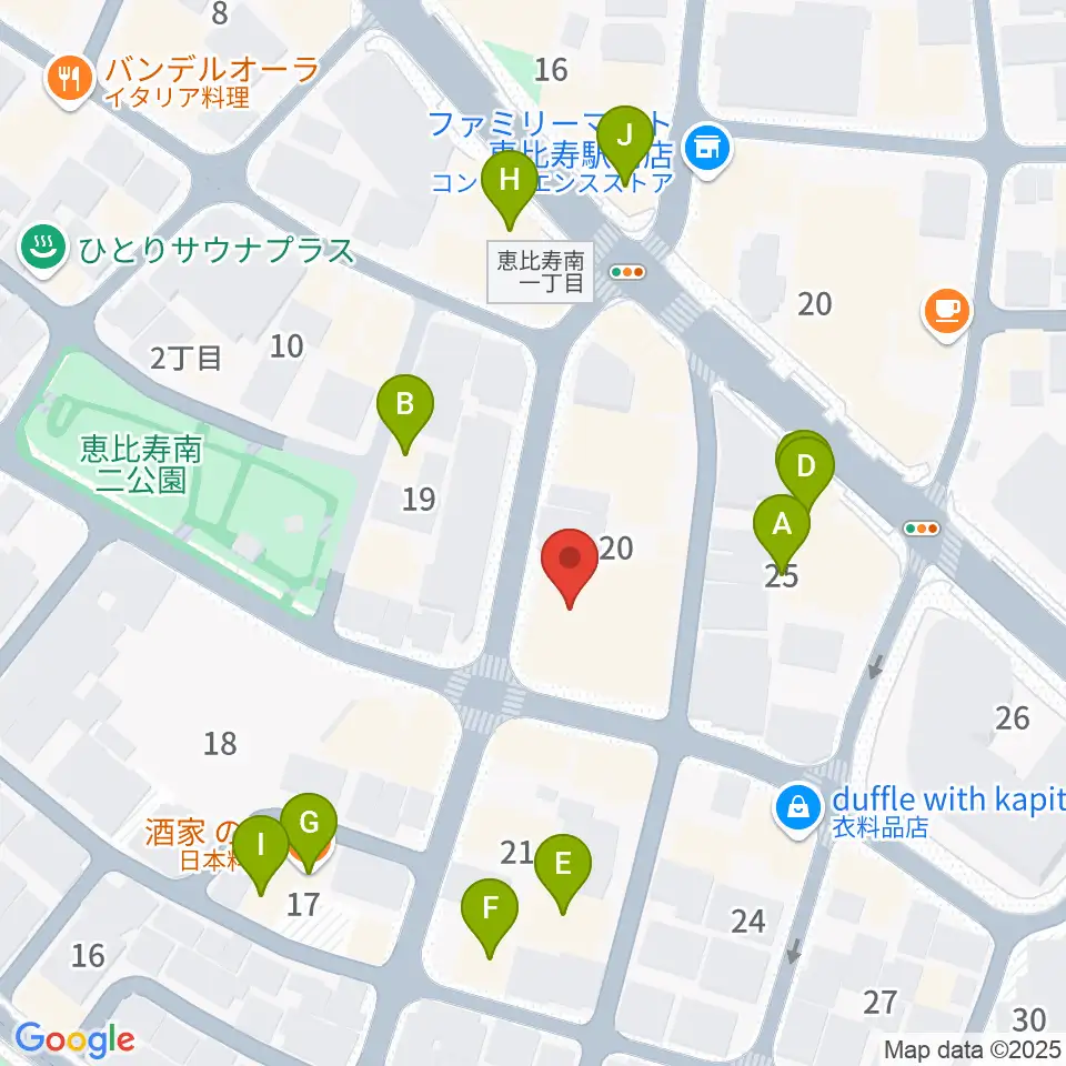 バーディハウス ABSスタジオ周辺のファミレス・ファーストフード一覧地図