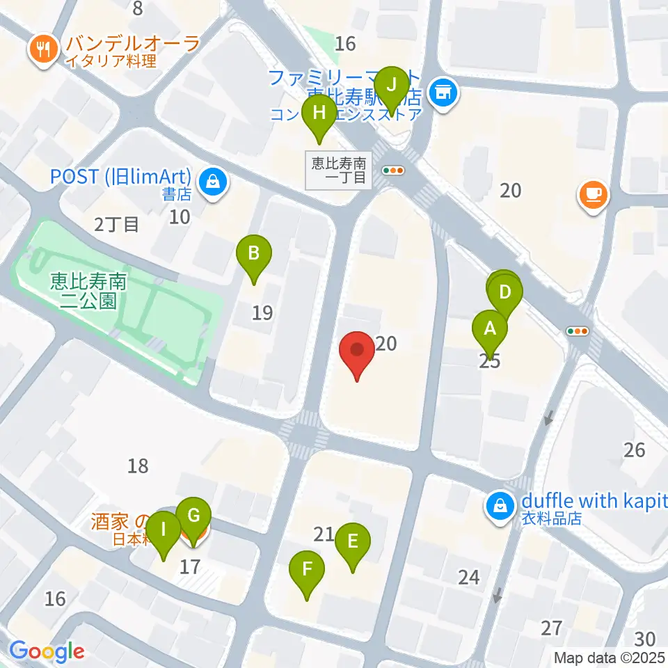 バーディハウス ABSスタジオ周辺のファミレス・ファーストフード一覧地図