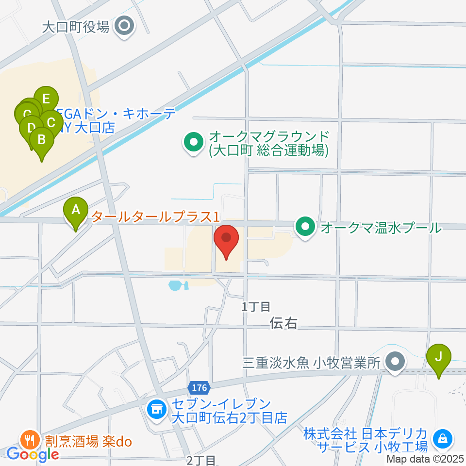 大口町歴史民俗資料館周辺のファミレス・ファーストフード一覧地図