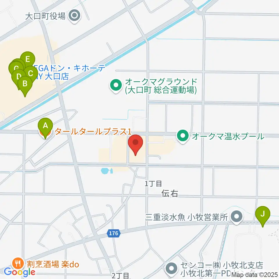 大口町歴史民俗資料館周辺のファミレス・ファーストフード一覧地図