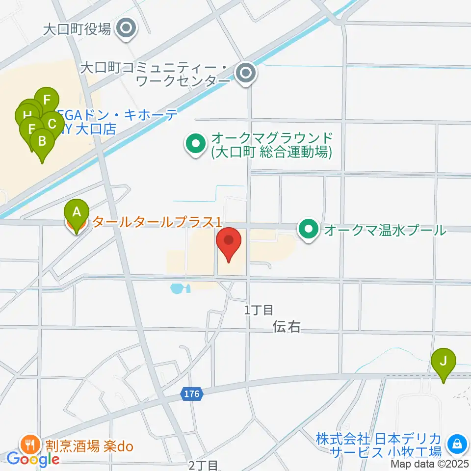 大口町歴史民俗資料館周辺のファミレス・ファーストフード一覧地図
