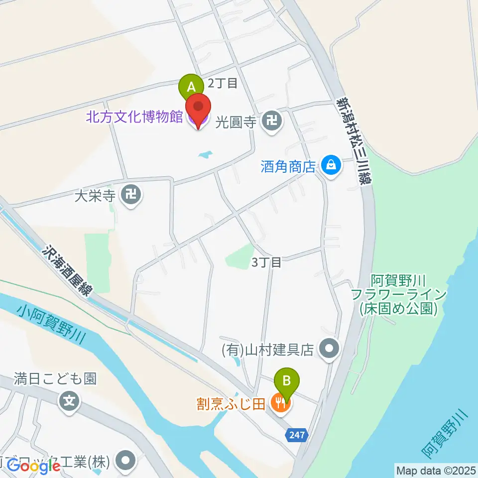 北方文化博物館周辺のファミレス・ファーストフード一覧地図