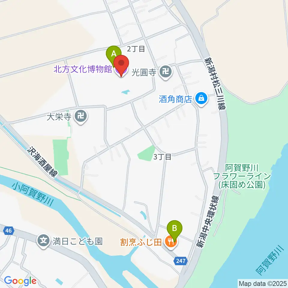 北方文化博物館周辺のファミレス・ファーストフード一覧地図