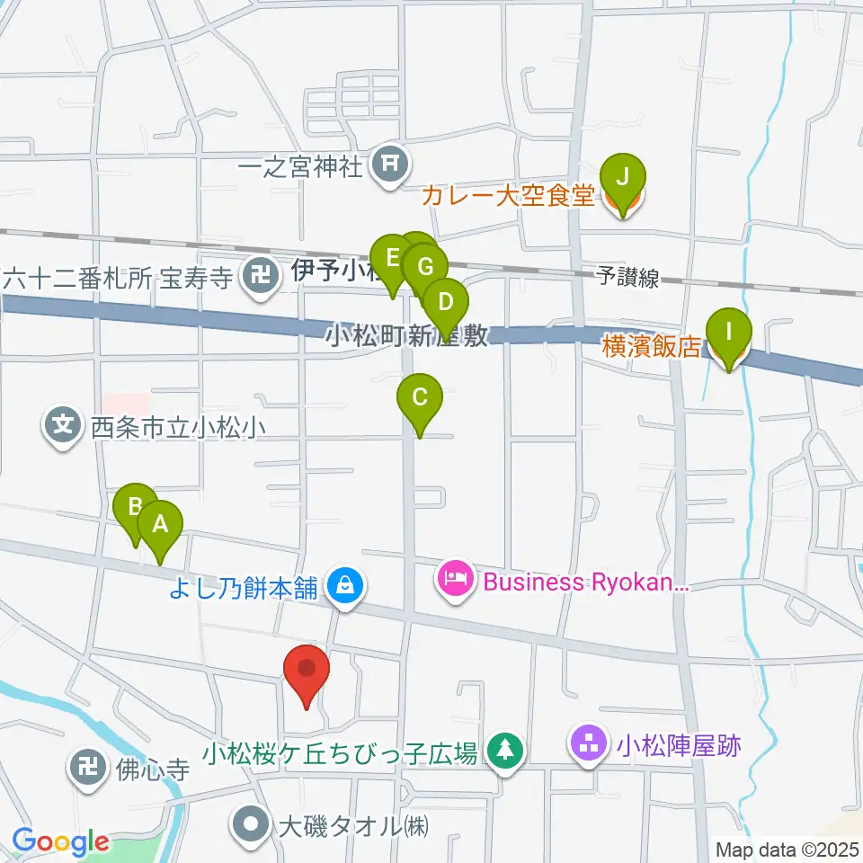 西条市立小松温芳図書館・郷土資料室周辺のファミレス・ファーストフード一覧地図