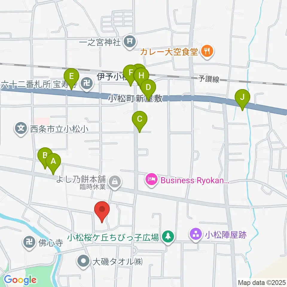 西条市立小松温芳図書館・郷土資料室周辺のファミレス・ファーストフード一覧地図