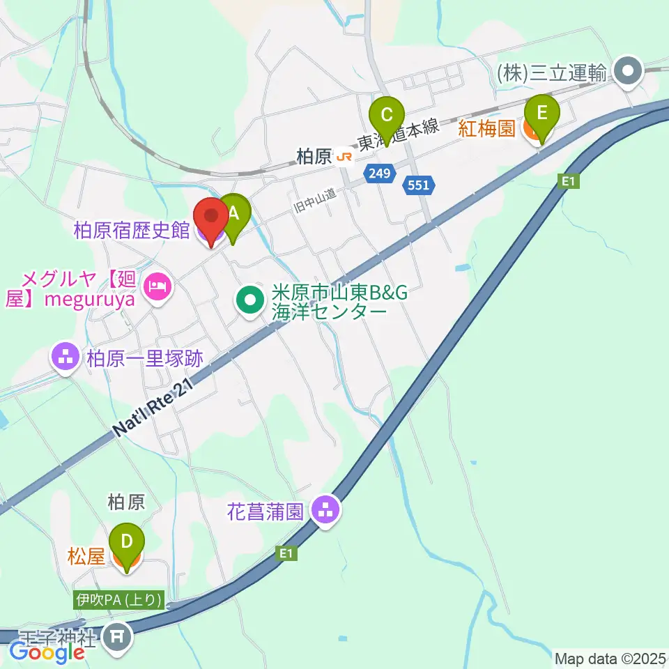 米原市柏原宿歴史館周辺のファミレス・ファーストフード一覧地図