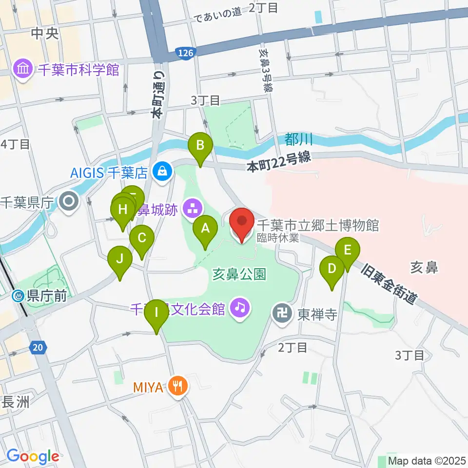 千葉市立郷土博物館周辺のファミレス・ファーストフード一覧地図