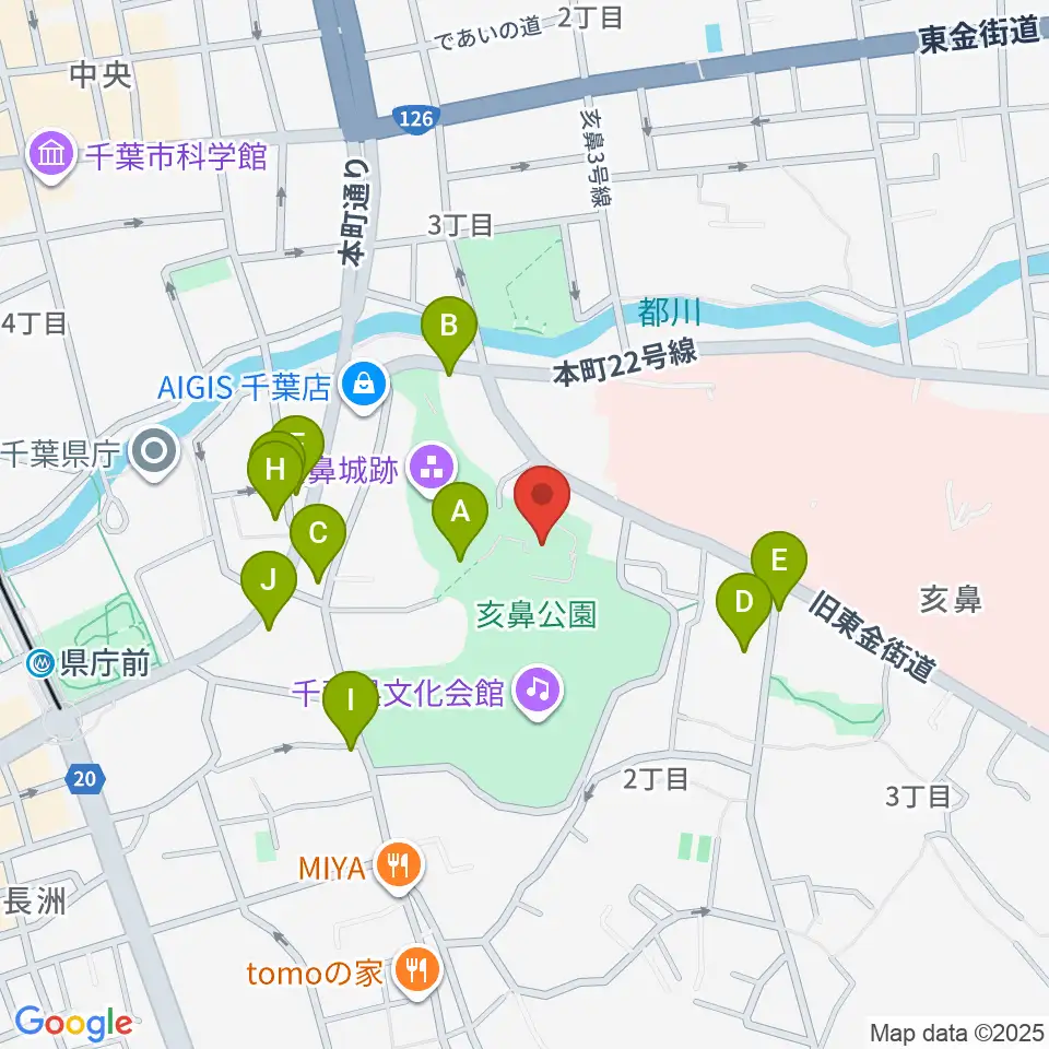 千葉市立郷土博物館周辺のファミレス・ファーストフード一覧地図