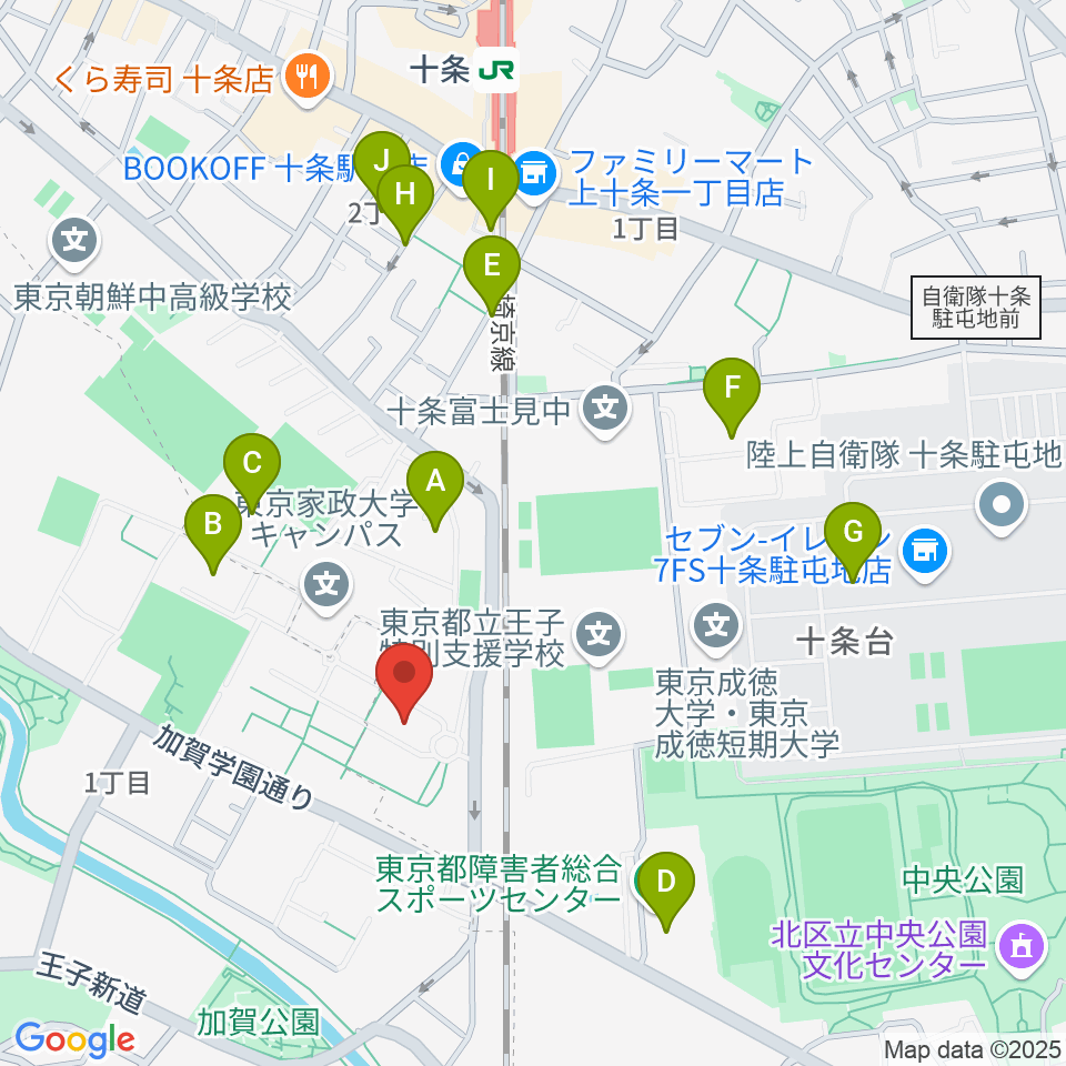 東京家政大学博物館周辺のファミレス・ファーストフード一覧地図