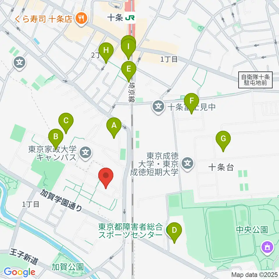東京家政大学博物館周辺のファミレス・ファーストフード一覧地図