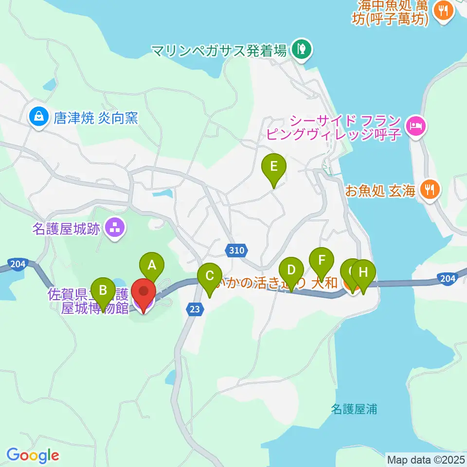 佐賀県立名護屋城博物館周辺のファミレス・ファーストフード一覧地図