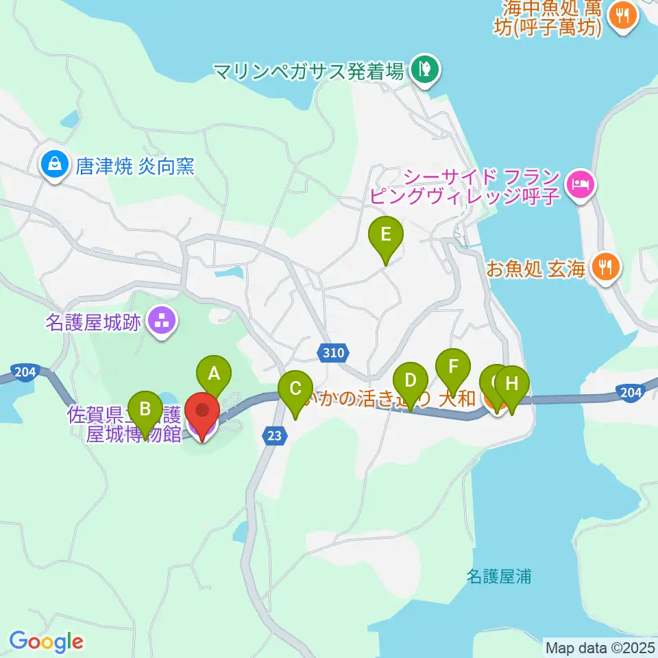 佐賀県立名護屋城博物館周辺のファミレス・ファーストフード一覧地図