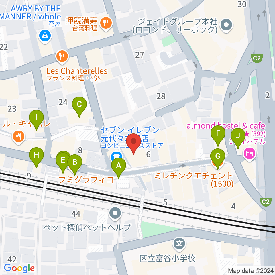 セオリスタジオ周辺のファミレス・ファーストフード一覧地図