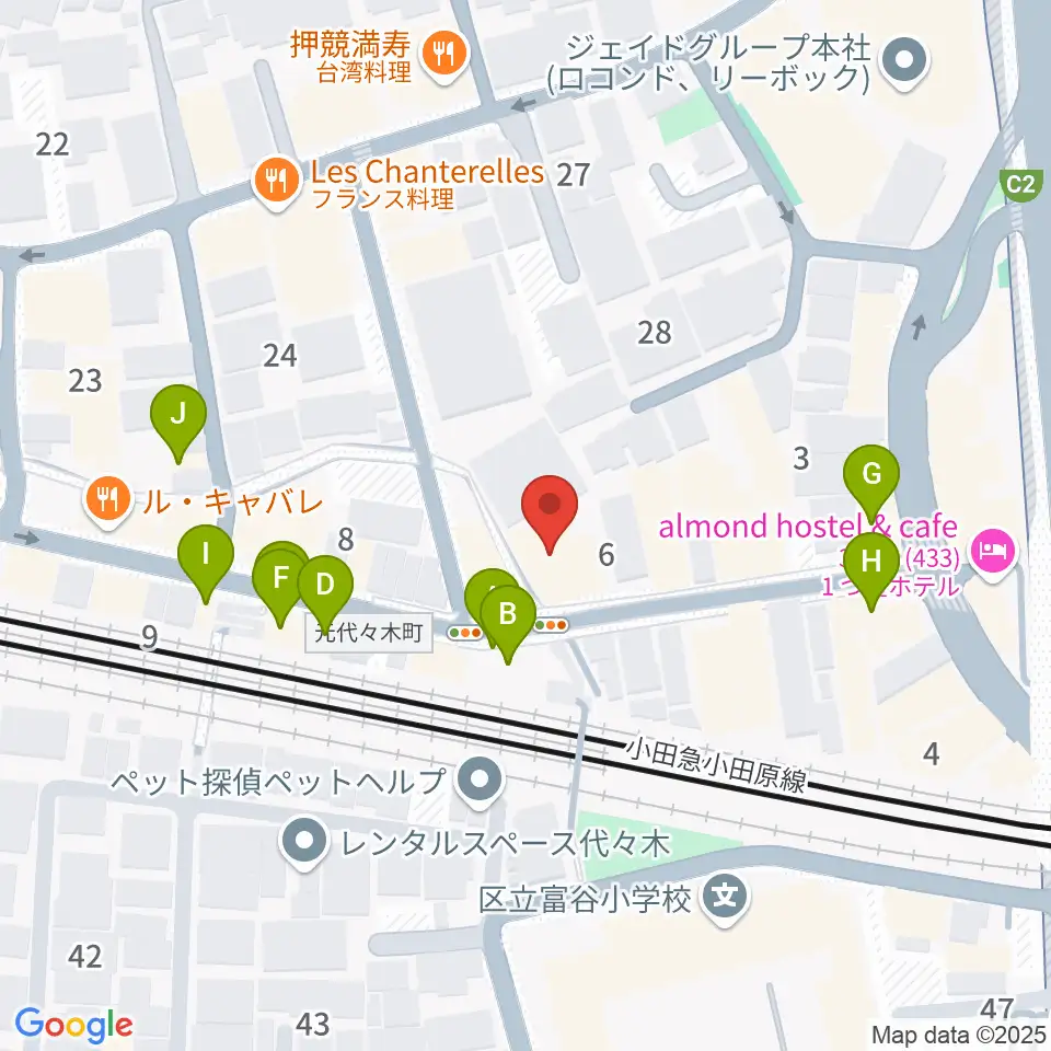 セオリスタジオ周辺のファミレス・ファーストフード一覧地図