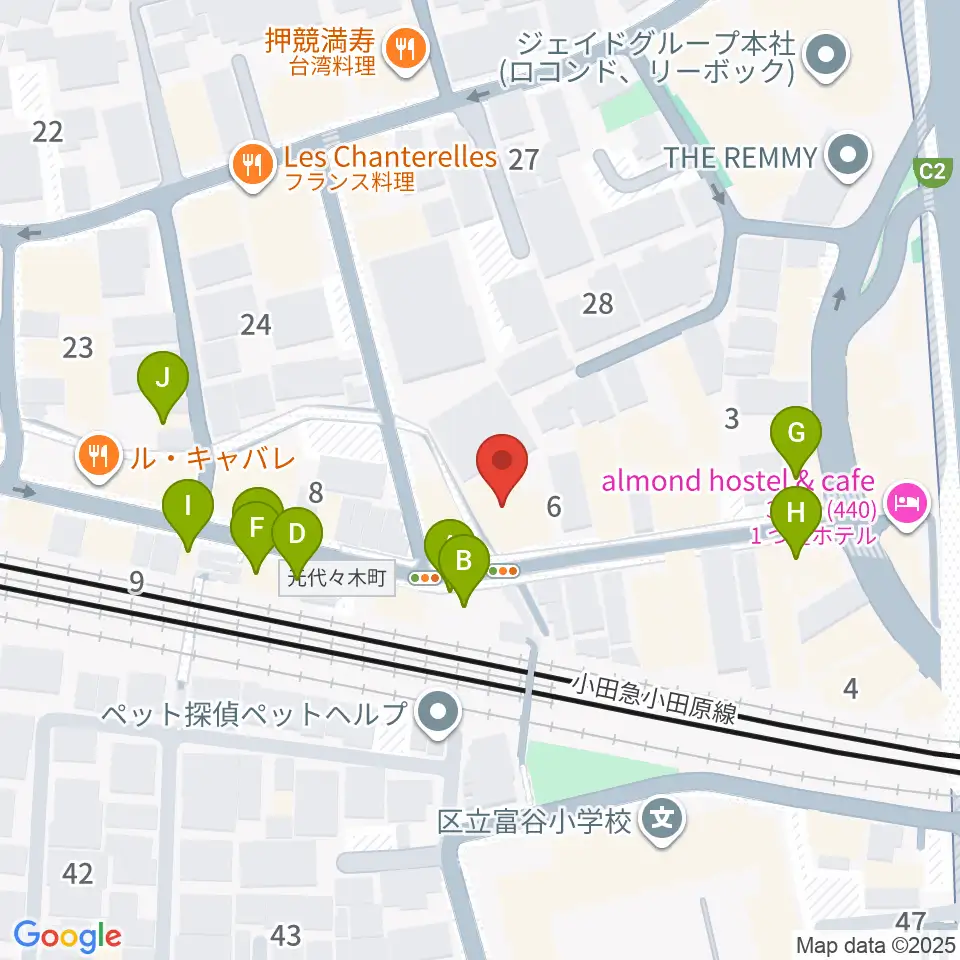 セオリスタジオ周辺のファミレス・ファーストフード一覧地図