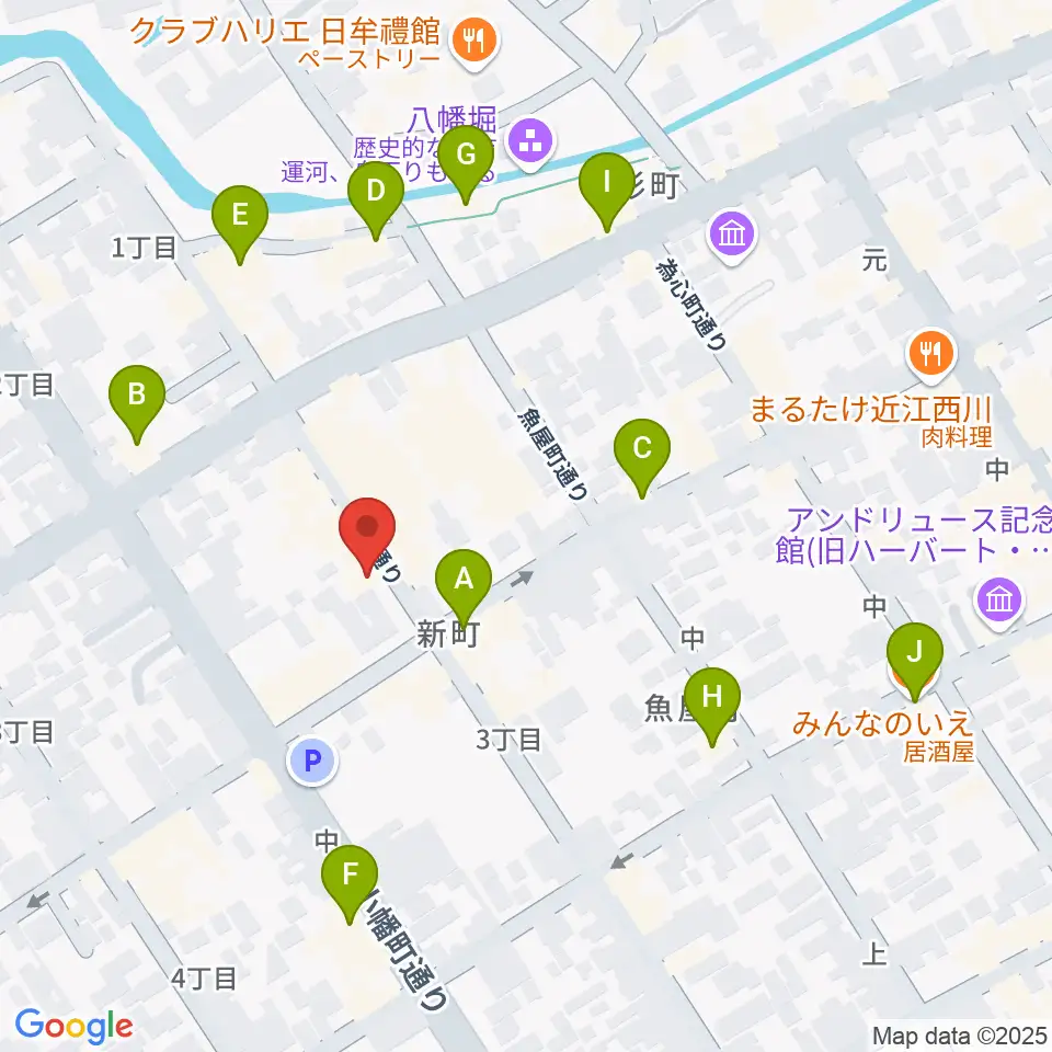 近江八幡市立資料館周辺のファミレス・ファーストフード一覧地図