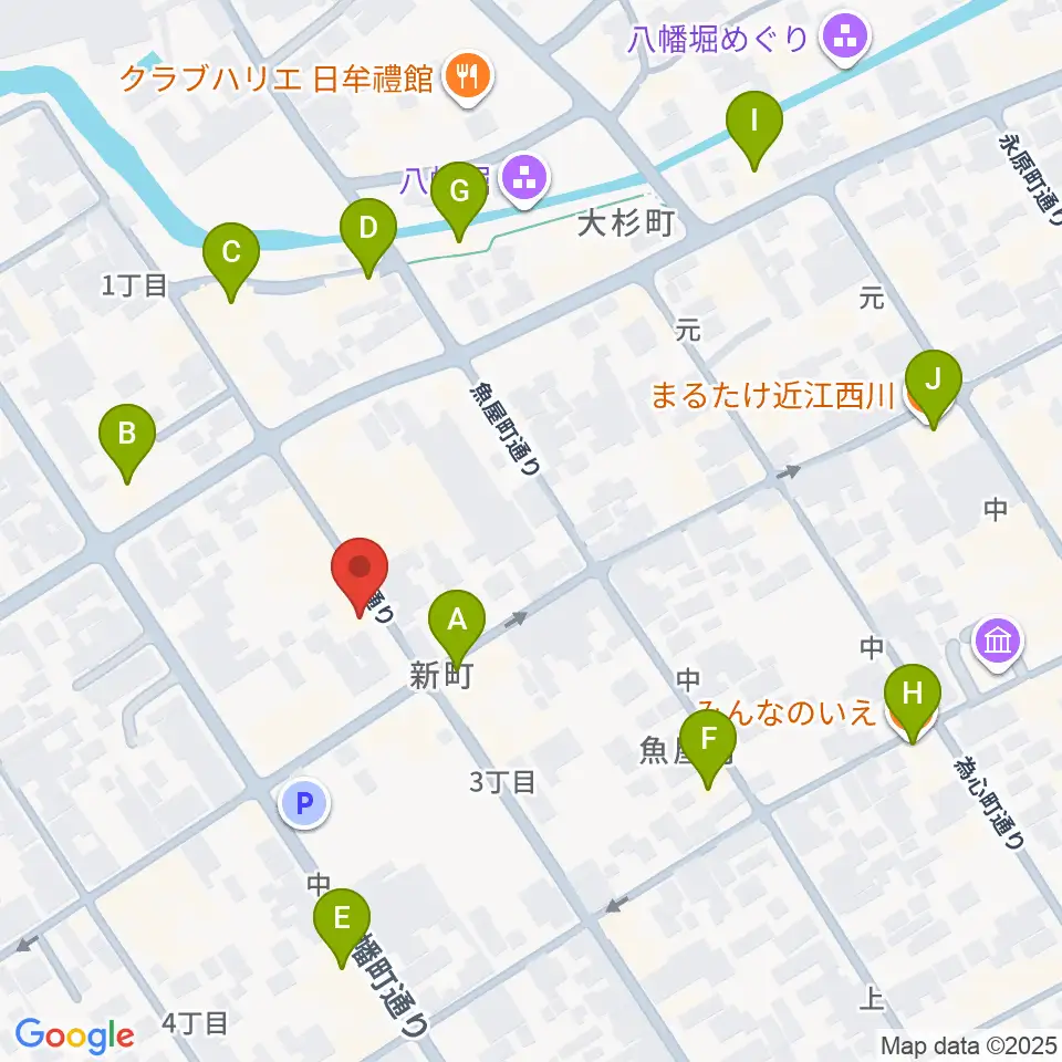 近江八幡市立資料館周辺のファミレス・ファーストフード一覧地図
