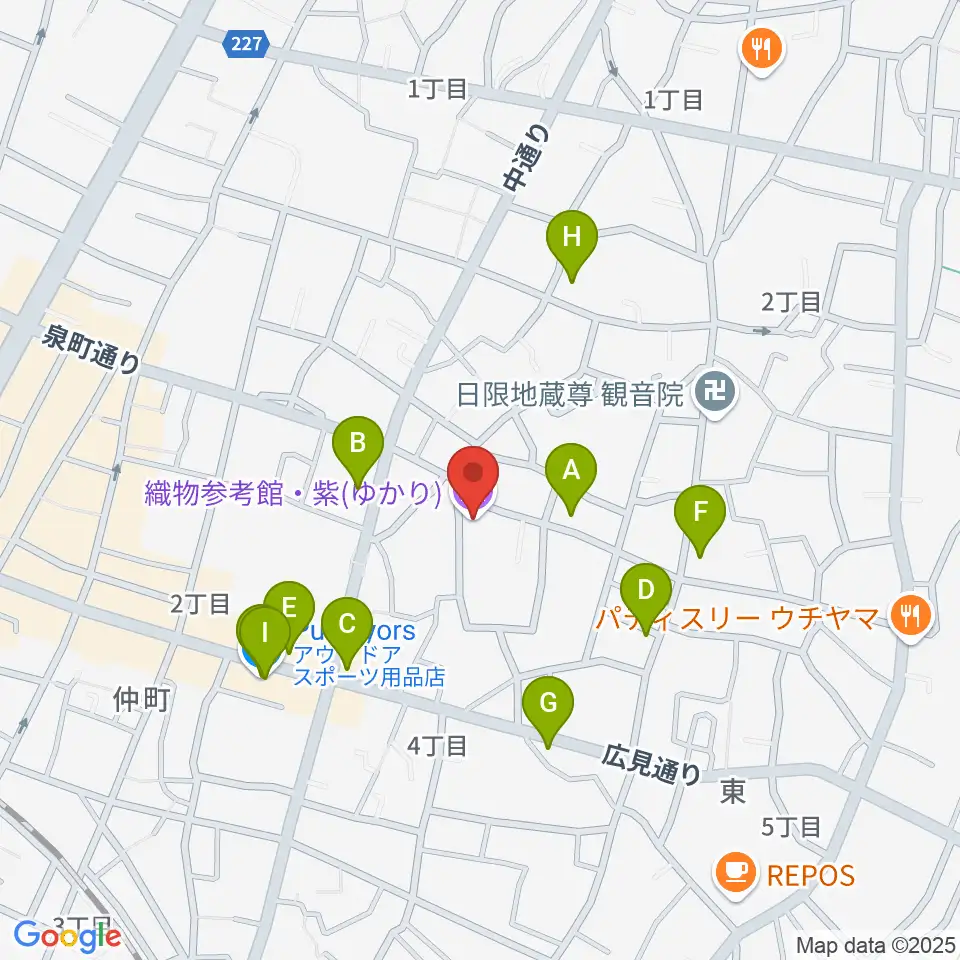 織物参考館・紫周辺のファミレス・ファーストフード一覧地図