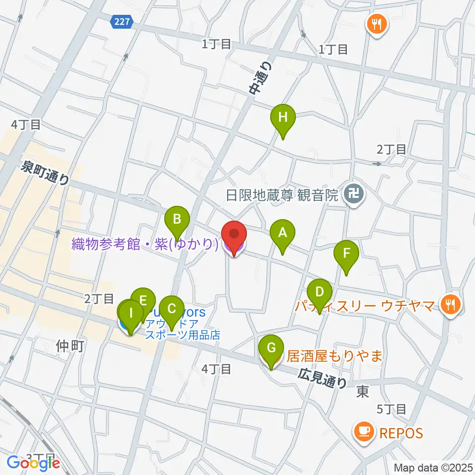 織物参考館・紫周辺のファミレス・ファーストフード一覧地図