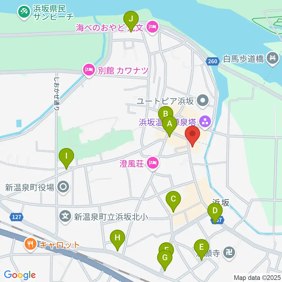 浜坂先人記念館 以命亭周辺のファミレス・ファーストフード一覧地図
