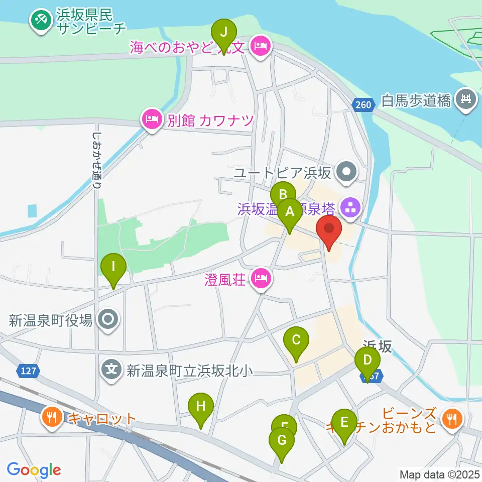 浜坂先人記念館 以命亭周辺のファミレス・ファーストフード一覧地図