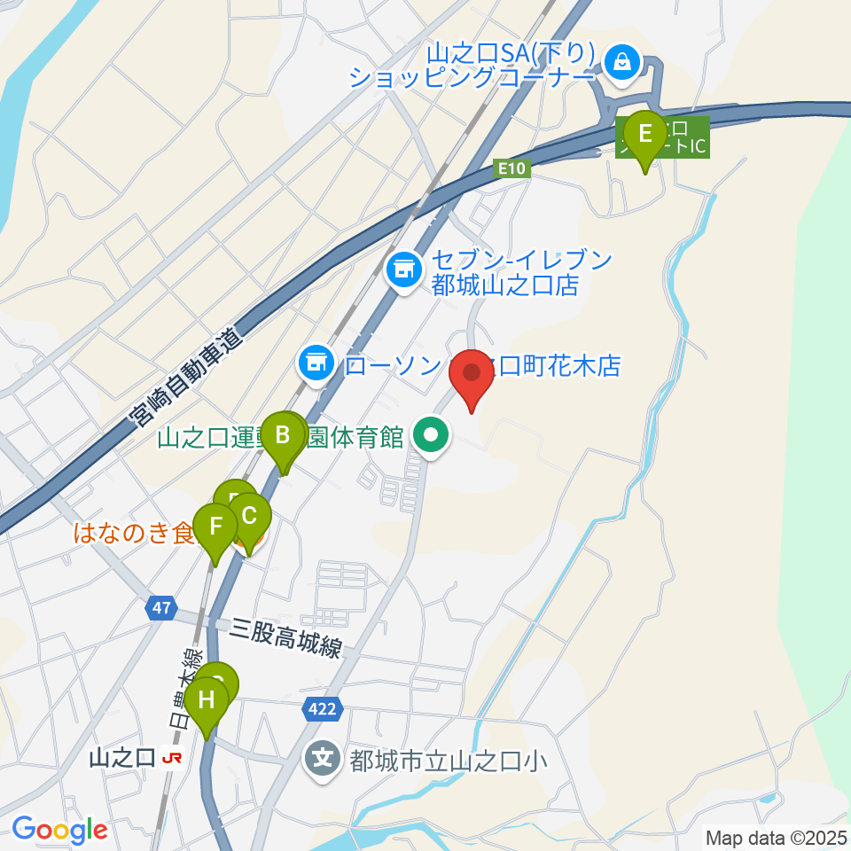 クロキリスタジアム周辺のファミレス・ファーストフード一覧地図