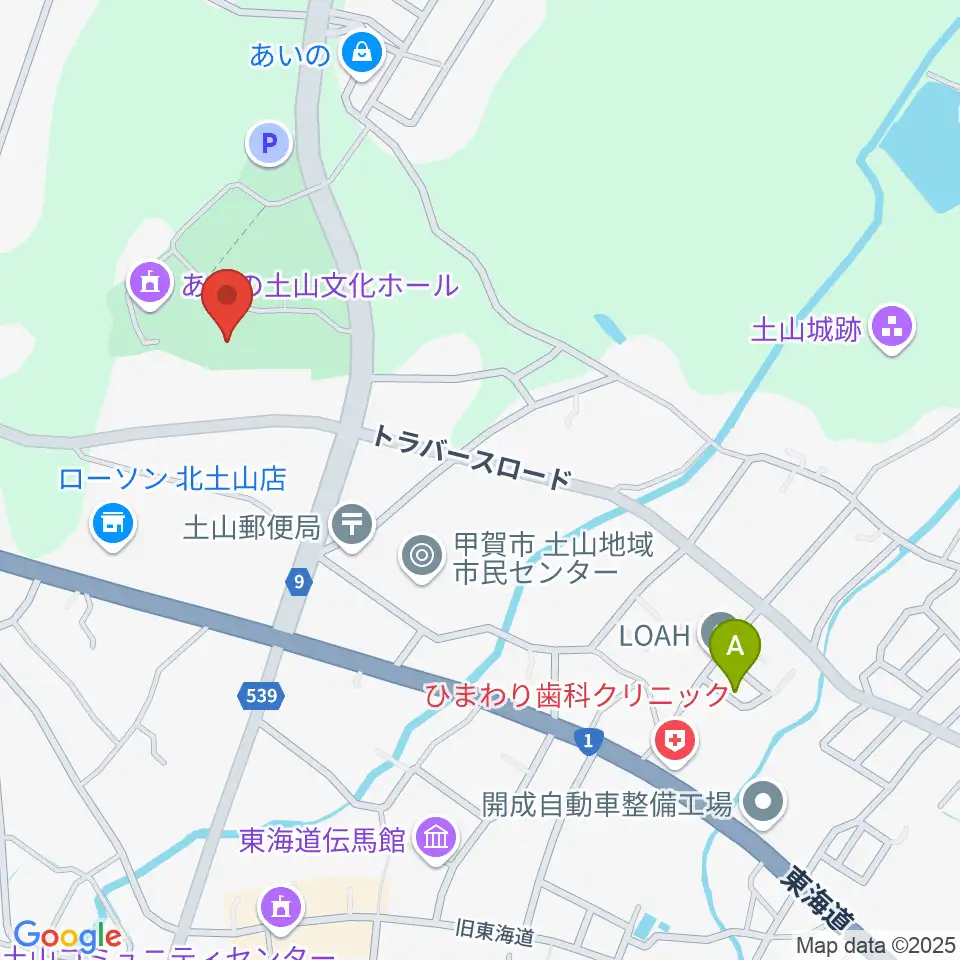 甲賀市土山歴史民俗資料館周辺のファミレス・ファーストフード一覧地図