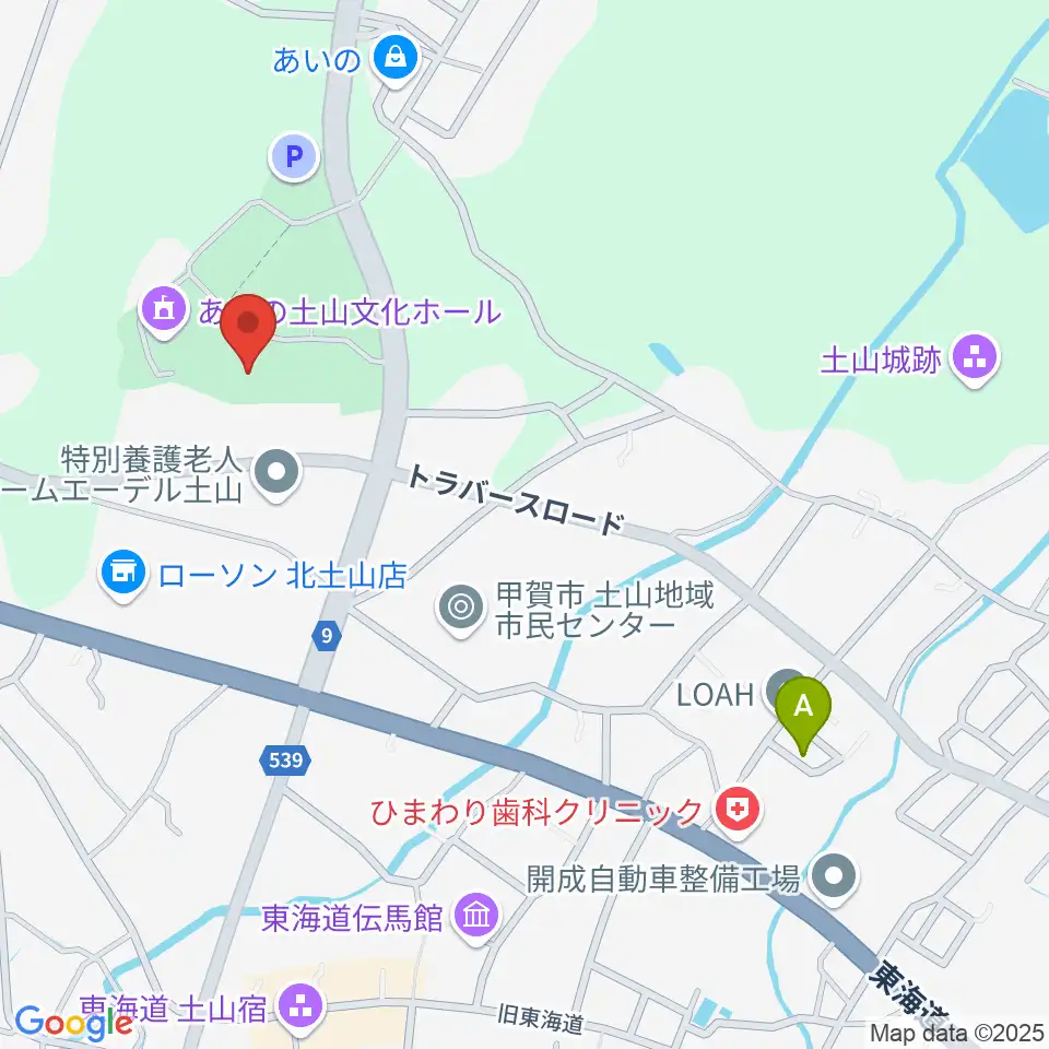 甲賀市土山歴史民俗資料館周辺のファミレス・ファーストフード一覧地図