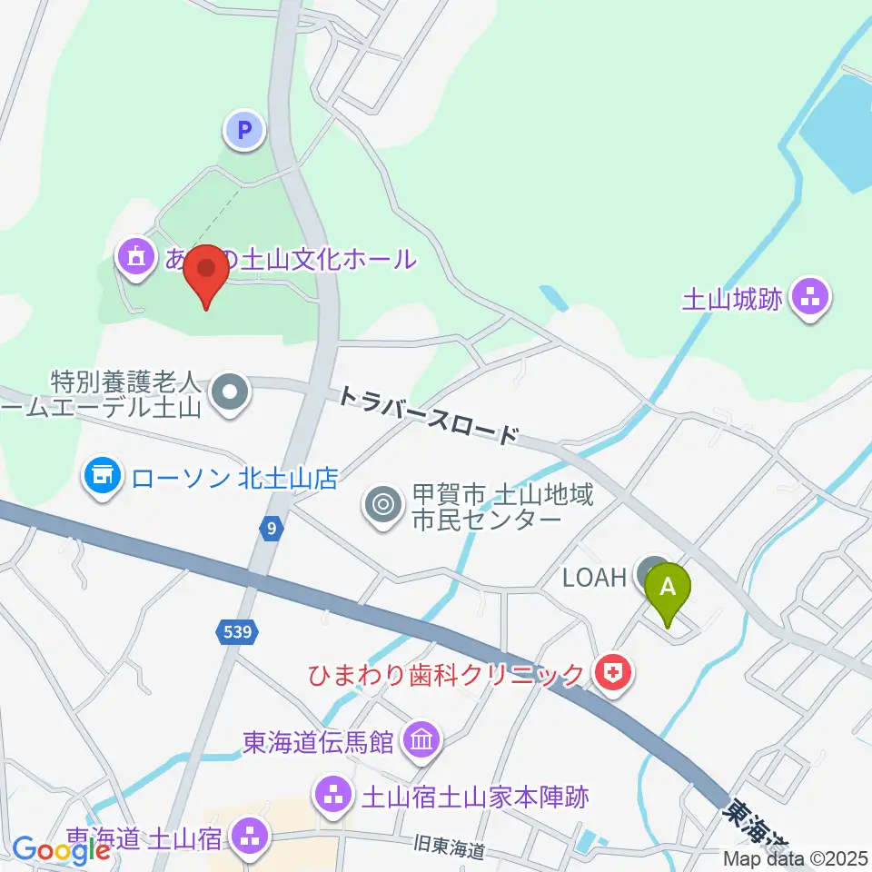 甲賀市土山歴史民俗資料館周辺のファミレス・ファーストフード一覧地図