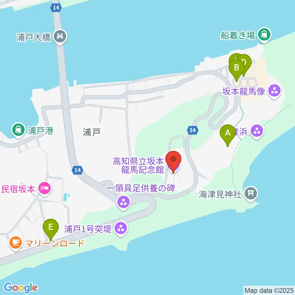 高知県立坂本龍馬記念館周辺のファミレス・ファーストフード一覧地図
