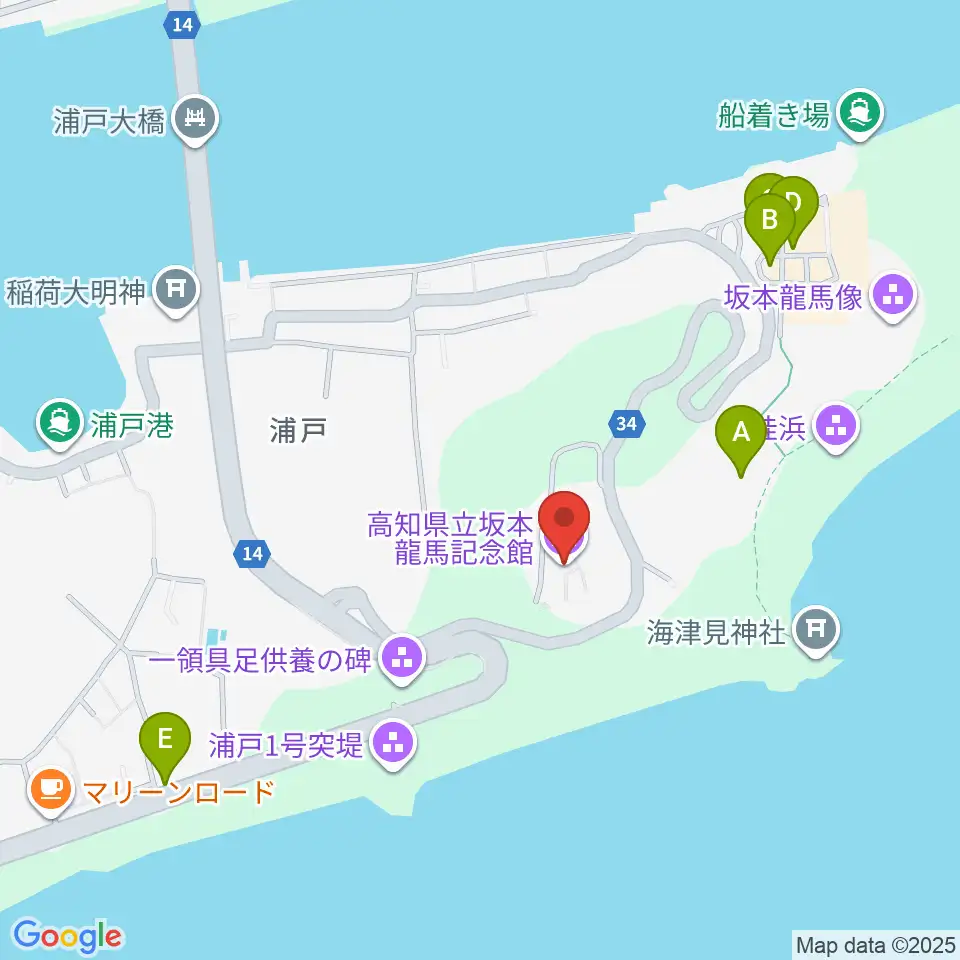高知県立坂本龍馬記念館周辺のファミレス・ファーストフード一覧地図
