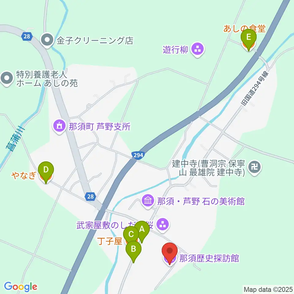 那須歴史探訪館周辺のファミレス・ファーストフード一覧地図