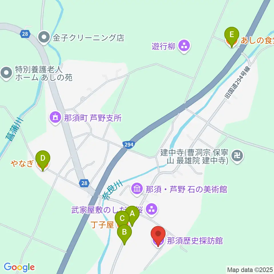 那須歴史探訪館周辺のファミレス・ファーストフード一覧地図