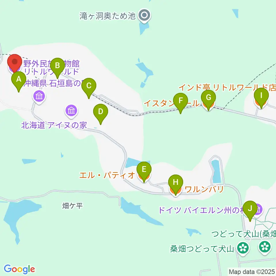 野外民族博物館リトルワールド周辺のファミレス・ファーストフード一覧地図