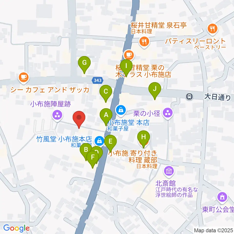 日本のあかり博物館周辺のファミレス・ファーストフード一覧地図