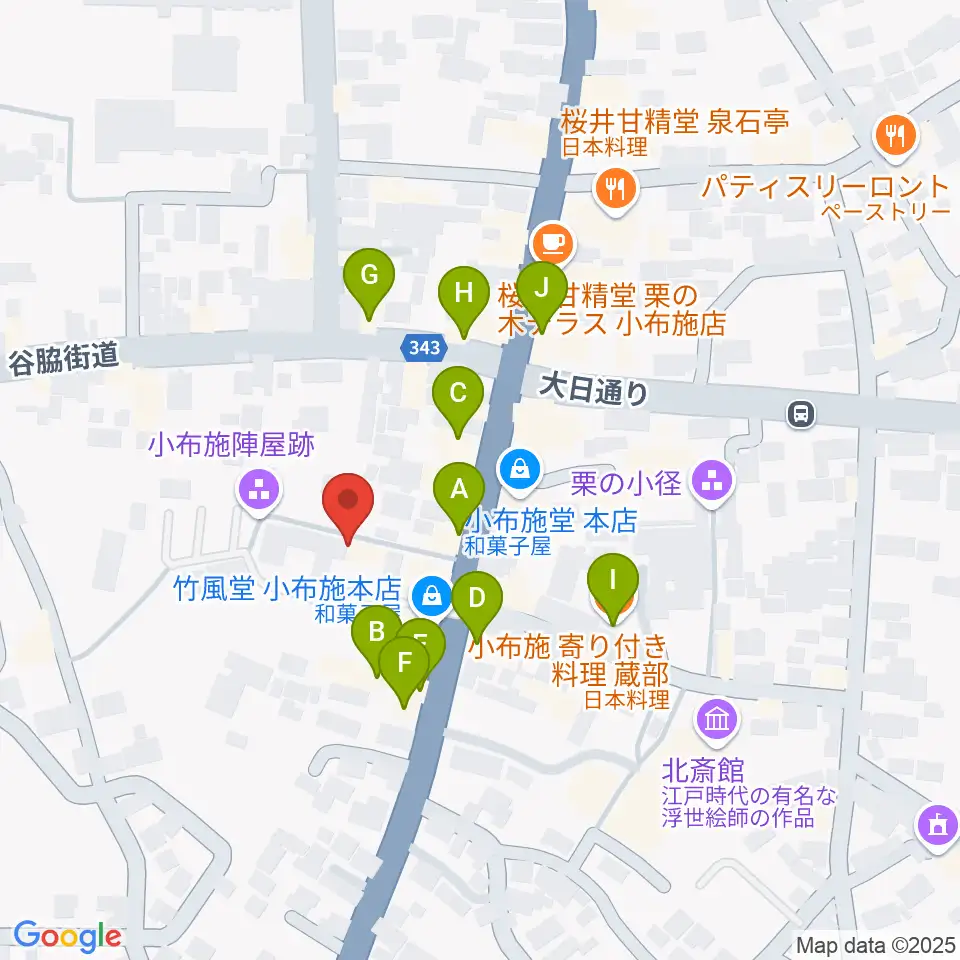 日本のあかり博物館周辺のファミレス・ファーストフード一覧地図