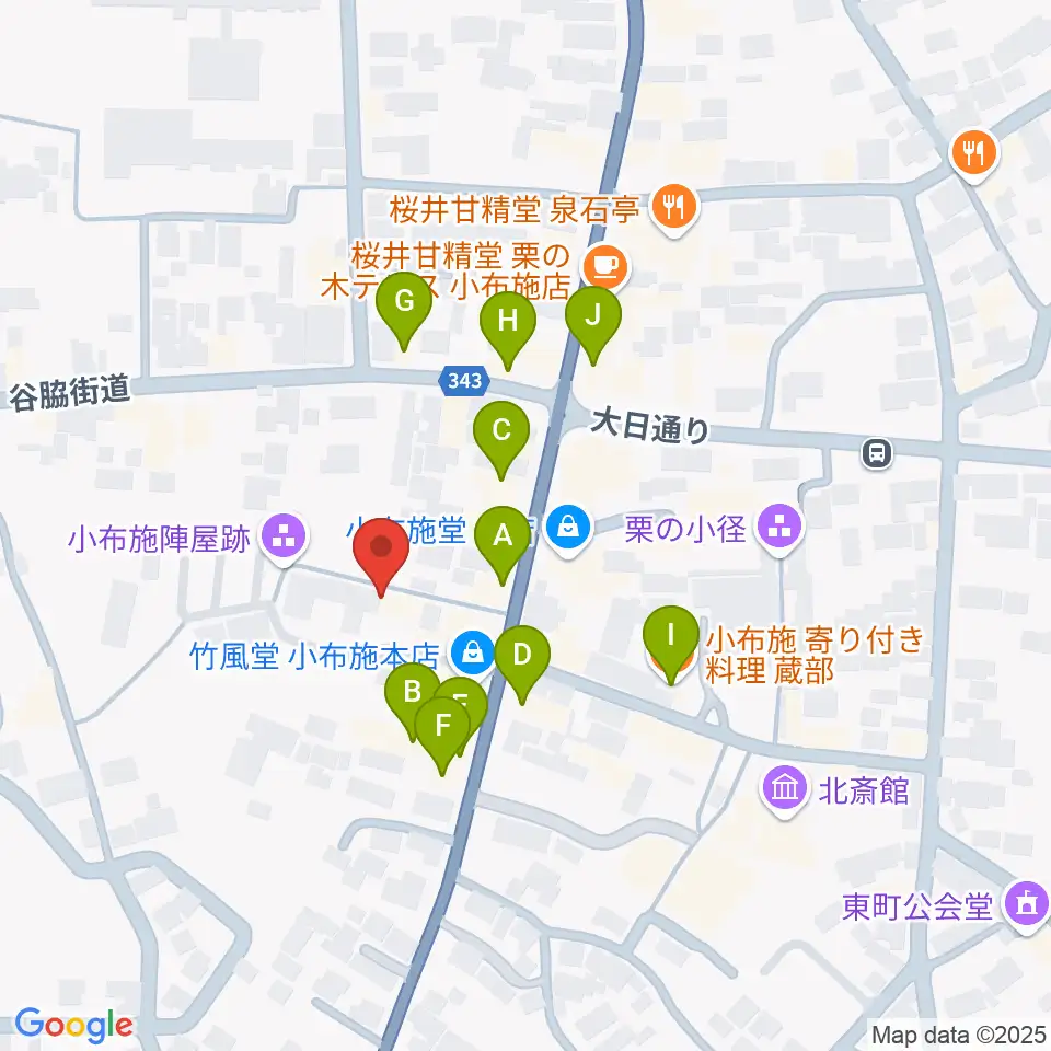 日本のあかり博物館周辺のファミレス・ファーストフード一覧地図